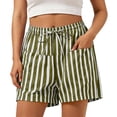 thumbnail image 1 of BUIGTTKLOP Women's Shorts Drawstring High Waisted Casual Shorts Straight Wide Leg Striped Summer Beach Shorts, 1 of 8
