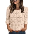 thumbnail image 1 of BUIGTTKLOP Tops for Women Dressy Casual 3/4 Length Sleeve Shirts Crochet Lace Boho Tops Summer Outfits 2026, 1 of 6
