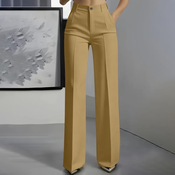 BUIGTTKLOP Women's Wide Leg Dress Pants High Waisted Business Casual Palazzo Pants Work Office Slacks Trousers Pockets
