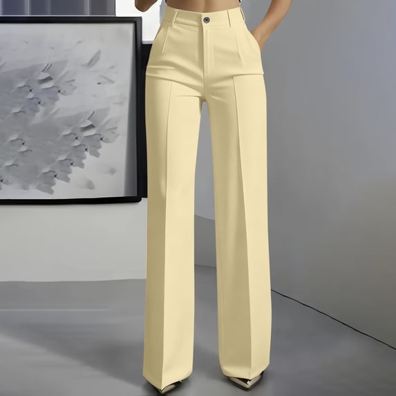 BUIGTTKLOP Women's Wide Leg Dress Pants High Waisted Business Casual Palazzo Pants Work Office Slacks Trousers Pockets