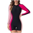 thumbnail image 1 of BUIGTTKLOP Womens 1 Piece Swimsuits Full Zip up Front Sun Protection Swimwear Color Block Long Sleeve Surfing Swimsuit, 1 of 6