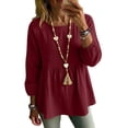 thumbnail image 1 of BUIGTTKLOP Womens Babydoll Tops V Neck Peplum Blouse Smocked Loose Fitted Tunic Top Puff Sleeve Dressy Tee Shirts, 1 of 8
