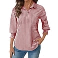 thumbnail image 1 of BUIGTTKLOP Womens Button down Shirts 3/4 Sleeve Smocked Cuffed Business Work Tunic Top with Pocket Collared Blouses, 1 of 6