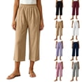 thumbnail image 1 of BUIGTTKLOP Womens Capri Pants High Waisted Lounge Pants Straight Wide Leg Summer Beach Capris, 1 of 8