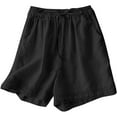 thumbnail image 1 of BUIGTTKLOP Womens Cotton Shorts Darwstring High Waisted Lounge Shorts Wide Leg Loose Fitted Summer Shorts, 1 of 6