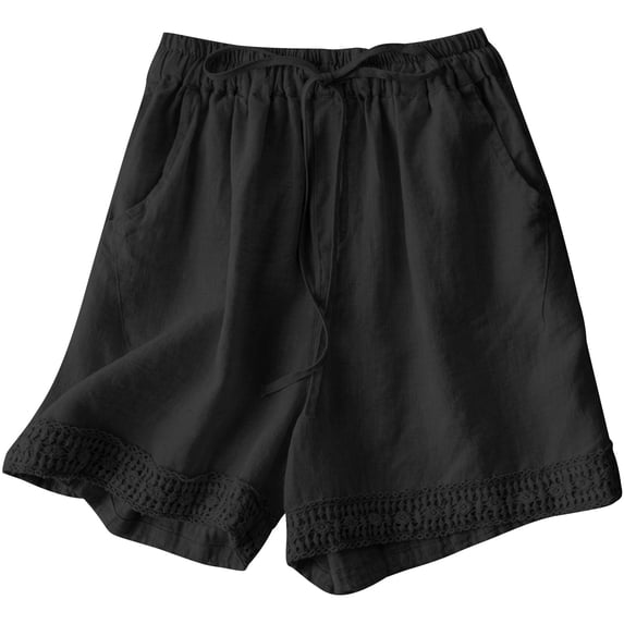 BUIGTTKLOP Womens Cotton Shorts Darwstring High Waisted Lounge Shorts Wide Leg Loose Fitted Summer Shorts