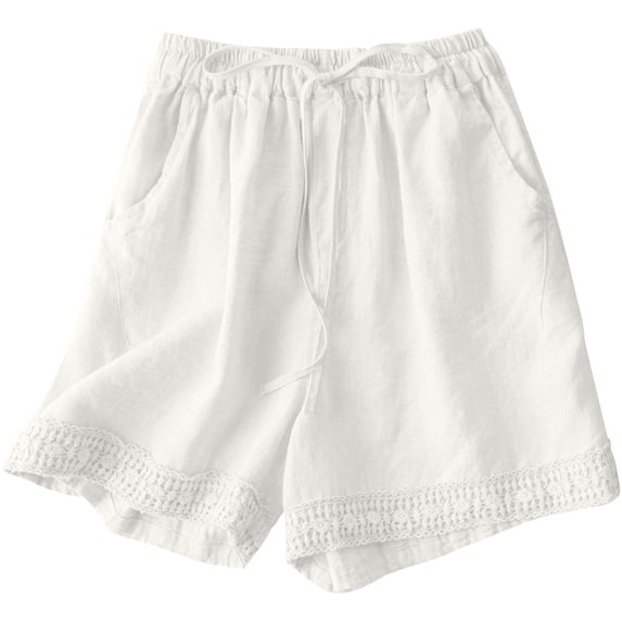 BUIGTTKLOP Womens Cotton Shorts Darwstring High Waisted Lounge Shorts Wide Leg Loose Fitted Summer Shorts