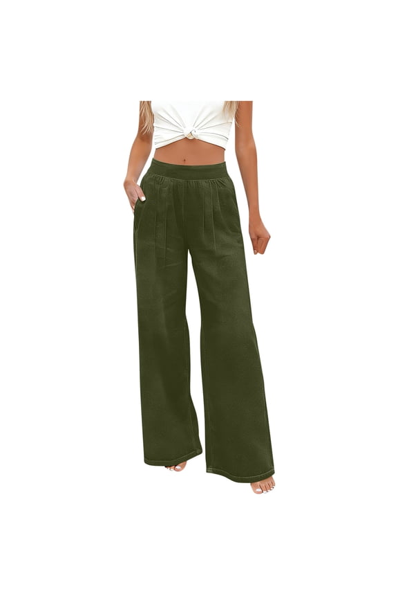 Womens Denim Pants High Waisted Pleated Pants Straight Wide Leg Loose Fitted Jeans with Pockets