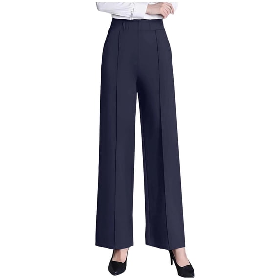 BUIGTTKLOP Womens Dress High Waisted Business Casual Pants Straight Wide Leg Pleated Work Office Slacks