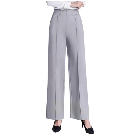 BUIGTTKLOP Womens Dress High Waisted Business Casual Pants Straight Wide Leg Pleated Work Office Slacks