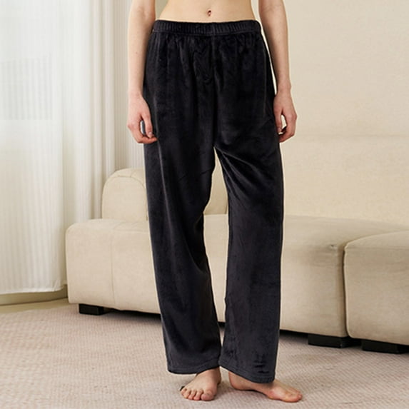 BUIGTTKLOP Womens Flannel Pajama Pant Elastic Waist Wide Leg Fuzzy Fleece Sleepwear Winter Soft Cozy Lounge Pants