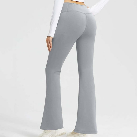 BUIGTTKLOP Womens Flare Yoga Pants with Pockets High Waist Belly Control Flared Leggings Bell Bottom Gym Workout Leggings