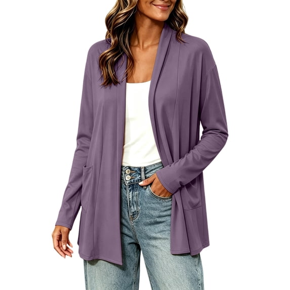 BUIGTTKLOP Womens Lightweight Cardigans Soft Open Front Cardigan Loose Casual Light Jackets Long Sleeve Cover up for Layering Work Travel