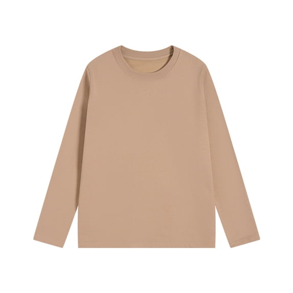 BUIGTTKLOP Womens Long Sleeve Shirts Round Neck Pajamas Tops Solid Color Undershirts Loose Fitted Base Layer Top Loungwear