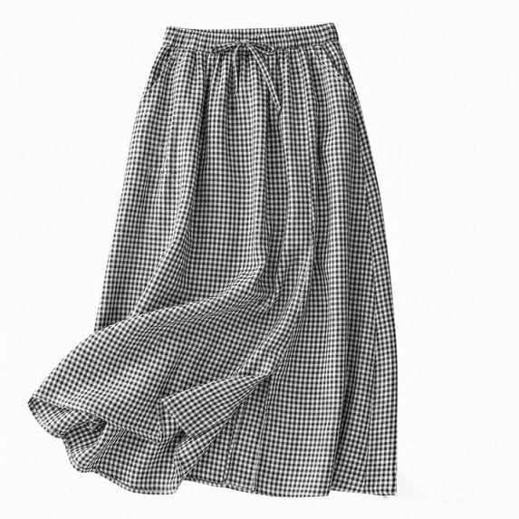 BUIGTTKLOP Womens Midi Skirt Drawstring Elastic Waist Drawstring Skirts Striped Side Split Summer Casual Flowy Skirts