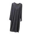 thumbnail image 1 of BUIGTTKLOP Womens Nightgowns Long Sleeve Sleepwear Crewneck Pleated Loungewear Loose Comfy Nightgowns, 1 of 6