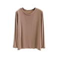 thumbnail image 1 of BUIGTTKLOP Womens Pajamas Tops Long Sleeve Shirts Round Neck Sleep Top Solid Color Loose Fitted Comfy Homewear, 1 of 6