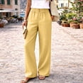thumbnail image 1 of BUIGTTKLOP Womens Pants Summer Dressy Boho Wide Leg Pants Flowy Straight Leg Trouser Beach Travel Vacation Outfits, 1 of 6