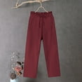 thumbnail image 1 of BUIGTTKLOP Womens Plus Size Cotton Linen Pants Drawstring High Waisted Casual Pants Wide Leg fall Beach Trousers, 1 of 6