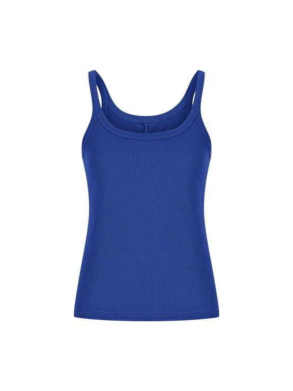 Womens Plus Size Tank Top Sleeveless Going out Tops Scoop Neck Camisole Tops Ribbed Knit Basic Cami Shirts