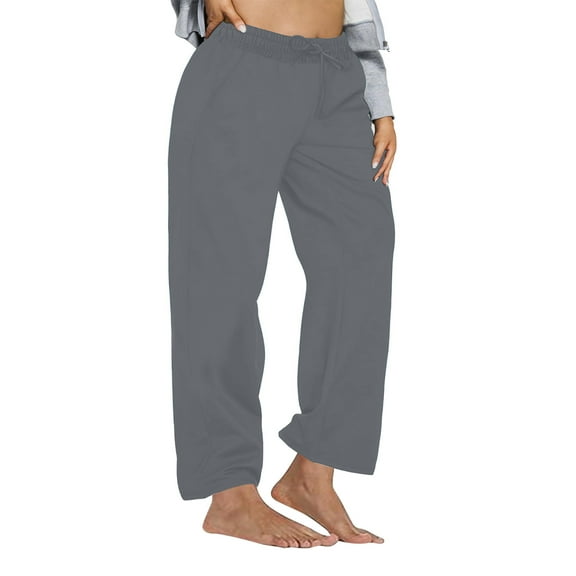 BUIGTTKLOP Womens Plus Size Wide Leg Yoga Pants Elastic Waist Baggy Drawstring Lounge Pants with Pockets