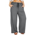 thumbnail image 1 of BUIGTTKLOP Womens Plus Size Yoga Pants Drawstring Wide Leg Casual Palazzo Pants High Waisted Comfy Loose Lounge Pants with Pockets, 1 of 6