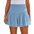 thumbnail image 1 of BUIGTTKLOP Womens Shorts Casual Summer Cotton High Elastic Waisted Ruffle Flowy Pleated Cute Beach Shorts 2026, 1 of 5