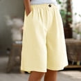 thumbnail image 1 of BUIGTTKLOP Womens Shorts High Waisted Knee Length Shorts Straight Wide Leg Loose Fitted Summer Beach Shorts with Pockets, 1 of 6