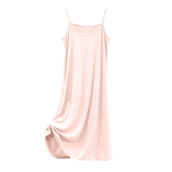 BUIGTTKLOP Womens Spaghetti Strap Nightgowns Sleeveless Chemise Sleepshirts Crewneck Homewear Soft Pajamas Dress