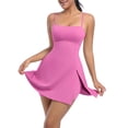 thumbnail image 1 of BUIGTTKLOP Womens Square Neck Tennis Dress with Shorts Spaghetti Strap Backless Workout Side Slit Athletic Golf Dresses, 1 of 5
