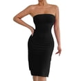 thumbnail image 1 of BUIGTTKLOP Womens Strapless Mini Dress Sleeveless Tube Side Slit Mesh Wedding Guest Cocktail Party Short Dresses, 1 of 6