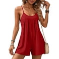 thumbnail image 1 of BUIGTTKLOP Womens Summer Casual Sleeveless Romper Loose Adjustable Spaghetti Strap Shorts Jumpsuits with Pockets, 1 of 6