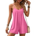 thumbnail image 1 of BUIGTTKLOP Womens Summer Casual Sleeveless Romper Loose Adjustable Spaghetti Strap Shorts Jumpsuits with Pockets, 1 of 6