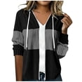 thumbnail image 1 of BUIGTTKLOP Womens Sweaters Hooded Sweatshirt Basic Zip-Up Hoodies Jacket Color Block Long Sleeve Top with Pockets, 1 of 8