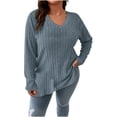 thumbnail image 1 of BUIGTTKLOP Womens Sweaters Oversized Long Sleeve Shirts Casual V Neck Ribbed Knit Pullovers Loose Fitted Tunic Top Blouses, 1 of 6