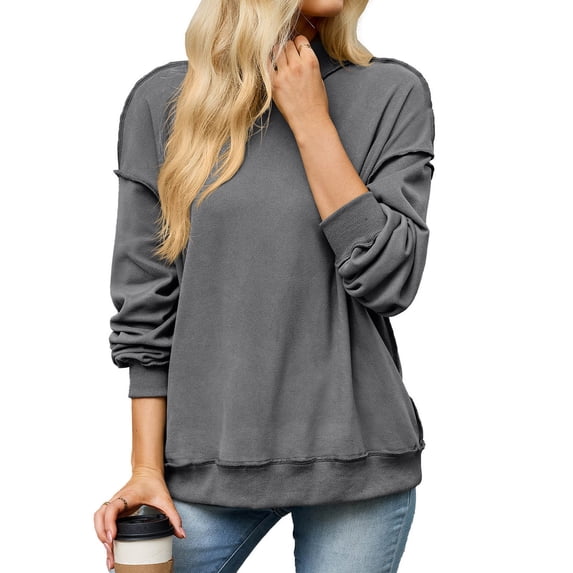 BUIGTTKLOP Womens Sweatshirts Long Sleeve Shirts Mock Neck Pullover Tops Solid Color Fall Top