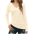 thumbnail image 1 of BUIGTTKLOP Womens T Shirts Long Sleeve V Neck Basic Tee Casual Loose Fitted Soft Tops Outfits 2026 S-XXL, 1 of 6