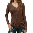 thumbnail image 1 of BUIGTTKLOP Womens T Shirts Long Sleeve V Neck Basic Tee Casual Loose Fitted Soft Tops Outfits 2026 S-XXL, 1 of 6