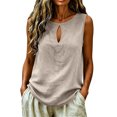 thumbnail image 1 of BUIGTTKLOP Womens Tank Tops Business Casual Summer Sleeveless Blouses Keyhold Pleated Front Dressy Outfits Work Office Clothes, 1 of 7
