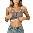 thumbnail image 1 of BUIGTTKLOP Womens Tank Tops Spaghetti Strap Sleeveless Shirts Sqaure Neck Button up Stretch Camiosle Top, 1 of 7
