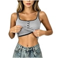 thumbnail image 1 of BUIGTTKLOP Womens Tank Tops Spaghetti Strap Sleeveless Shirts Sqaure Neck Button up Stretch Camiosle Top, 1 of 7