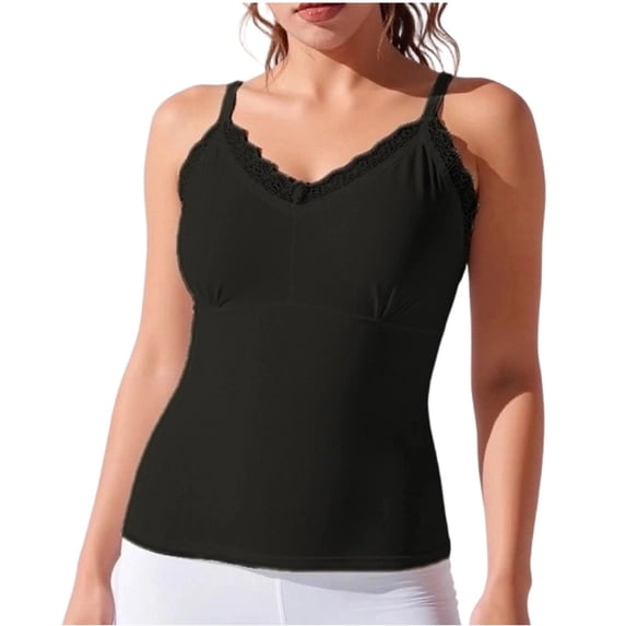 BUIGTTKLOP Womens Tank Tops with Built in Bra Summer Adjustable Spaghetti Straps Camisole Slim Fitted Cami Tanks