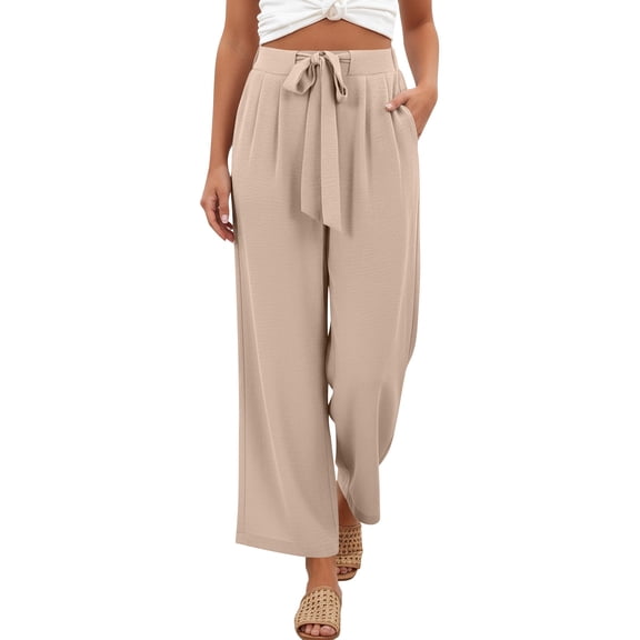 BUIGTTKLOP Womens Wide Leg Palazzo Pants Cropped High Waisted 2026 Summer Casual Loose Lounge Flowy Travel Work Trousers