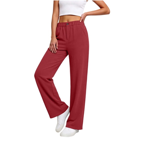 BUIGTTKLOP Womens Wide Leg Pants High Elastic Waisted Work Slacks Straight Leg Business Office Pants