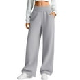 thumbnail image 1 of BUIGTTKLOP Womens Wide Leg Sweatpants Elastic High Waist Loose Sweat Pants Straight Leg Drawstring Trousers with Pockets, 1 of 6