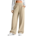 thumbnail image 1 of BUIGTTKLOP Womens Wide Leg Sweatpants Elastic High Waist Loose Sweat Pants Straight Leg Drawstring Trousers with Pockets, 1 of 6