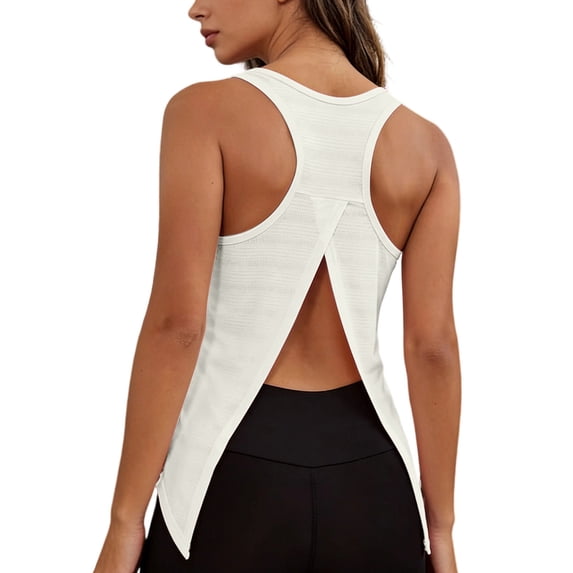 BUIGTTKLOP Workout Tank Tops for Women Open Back Shirts Athletic Gym Clothes Sleeveless Tank Tops Loose Fitted