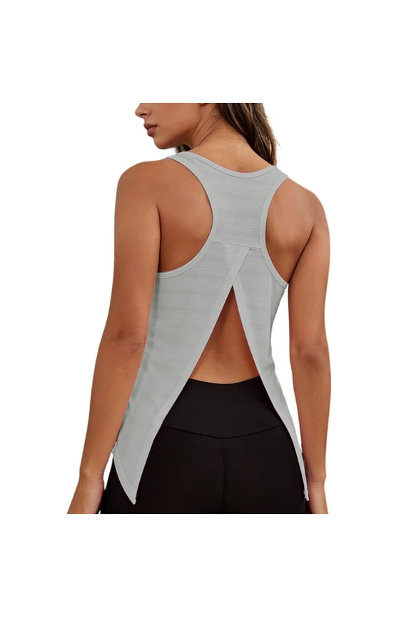 Workout Tank Tops for Women Open Back Shirts Athletic Gym Clothes Sleeveless Tank Tops Loose Fitted