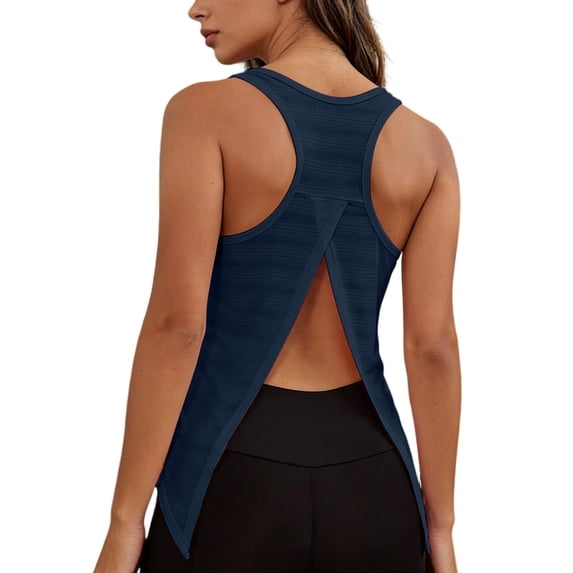 BUIGTTKLOP Workout Tank Tops for Women Open Back Shirts Athletic Gym Clothes Sleeveless Tank Tops Loose Fitted