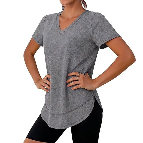 BUIGTTKLOP Workout Tops for Women Short Sleeve Athletic Shirts Crewneck Yoga Tops Loose Fitted Running Gym Tees